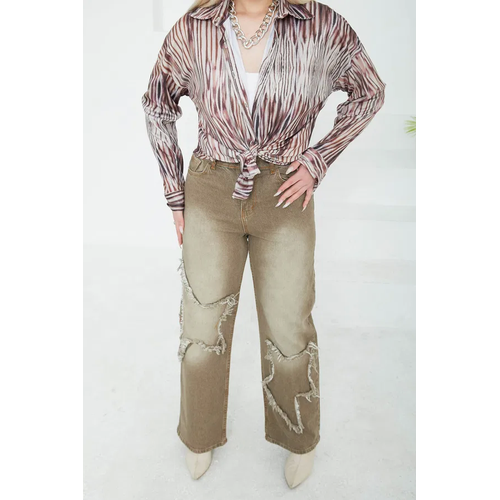 Kadn Yksel Bel Pskl Detayl Palazzo Jean Kot Pantolon