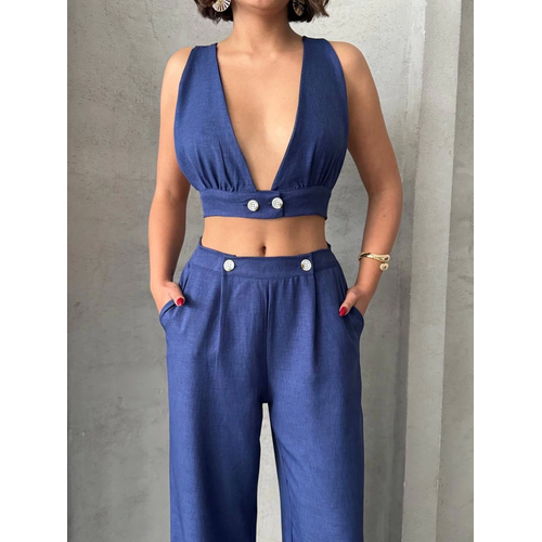 Crop Pantolon Keten Takm S255012