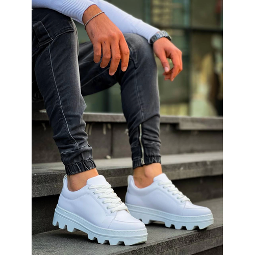Kb-056 Kuback Beyaz Cilt Beyaz Yksek Taban Gnlk Spor Ayakkab