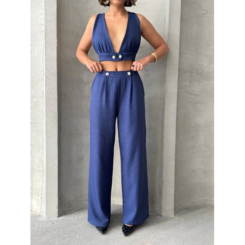 Crop Pantolon Keten Takm S255012