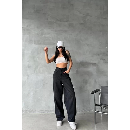 Arkadan Tokal Jeans Pantolon Siyah