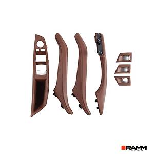 BMW 5 Serisi F10 2010-2016 Kap� Kolu Kaplamas� + Cam A�ma D��mesi Seti - Bordo