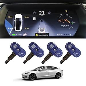 Tesla Model Y - Model 3 Orijinal Bluetooth Lastik Bas�nc� Sens�r� TPS - 4 Adet - Mavi