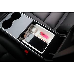 Tesla Model Y - Model 3 Kol Dayama �� D�zenleyici - Kaymaz Y�zey - Siyah + Gri