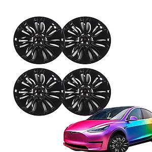 Tesla Model Y Turbo Flux Jant Kapa�� 19 �n� � (4 Adet) � Parlak Siyah