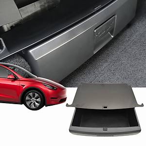 Tesla Model Y �n Koltuk Alt� Kilitli Saklama Alan� - 6 Lt - Metal Kapakl� - Siyah