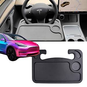 Tesla Model Y - Model 3 Direksiyona Tak�lan Portatif Masa - Siyah