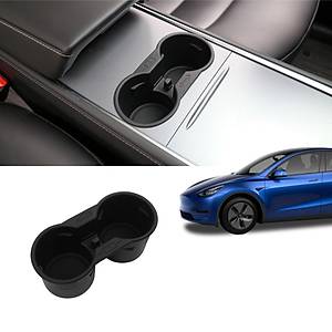 Tesla Model Y - Model 3 Orta Konsol Silikon Bardak Tutucu - Siyah + Gri