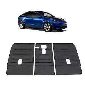 Tesla Model Y Arka Koltuk Kau�uk Paspas Seti - Kabartma Desenli - Siyah