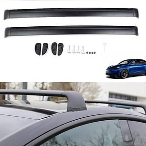 Tesla Model Y Tavan Y�k ��talar� - Kilitli Sistem - Siyah - 2 Adet Set