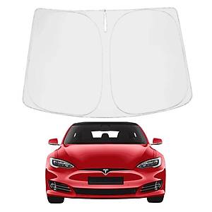 Tesla Model Y �n Cam G�ne�lik Perdesi - UV Korumal� - Gri Siyah