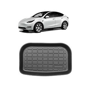 Tesla Model Y Arka Bagaj Havuzlu Kau�uk Paspas - Kabartma Desenli - Siyah