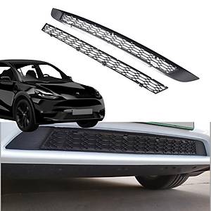 Tesla Model Y �n Tampon Orta Izgara - A��l�p Temizlenebilir - Mat Siyah