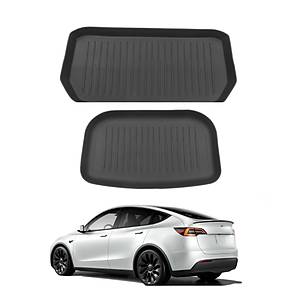 Tesla Model Y �n + Arka Bagaj ��i Havuzlu Kau�uk Paspas Seti - Siyah