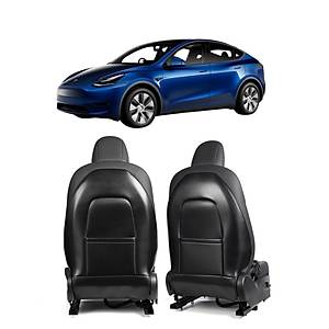 Tesla Model Y - Model 3 �n Koltuk Arkas� Koruyucu Kaplama - Sa� + Sol - 2 Adet - Karbon Siyah