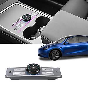 Tesla Model Y - Model 3 Fiziksel D��meli Orta Konsol LCD USB Hub - Siyah