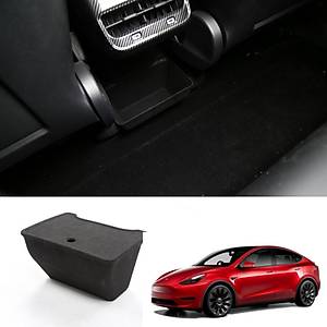 Tesla Model Y Arka Koltuk Ortas� Kapakl� Saklama Alan� - Kaymaz Y�zey - Siyah