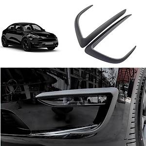 Tesla Model Y �n Sis Lambas� Ka�� - Karbon Kaplama - Mat Siyah - 2 Adet Set