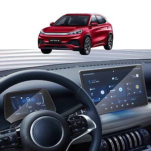 BYD Atto 3 Orta Ekran ve �n Kadran Ekran Koruyucu Film Seti - 2 Adet - Temperli