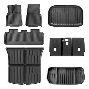 Tesla Model Y Komple Kau�uk Paspas Seti - �n + Arka Koltuklar - �n Bagaj - Arka Bagaj Alt + �st - Siyah