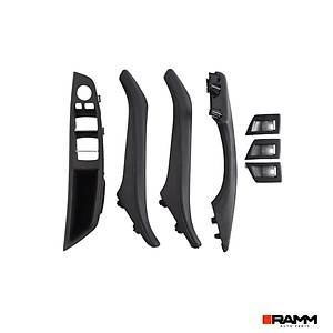 BMW 5 Serisi F10 2010-2016 Kap� Kolu Kaplamas� + Cam A�ma D��mesi Seti - Siyah