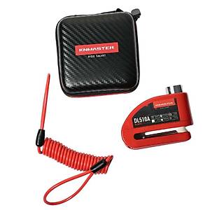 KNMASTER DL510A 10 mm Alarml� Disk Kilidi | Hat�rlatma Kablosu ve Ta��ma �antas� Hediye | K�rm�z�