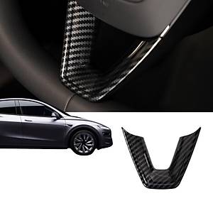 Tesla Juniper Direksiyon Simidi Alt K�s�m Dekoratif Karbon Kaplama � Parlak Siyah