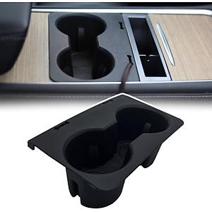 Tesla Model Y - Model 3 Orta Konsol Silikon Bardak Tutucu ve Kablo D�zenleyici - Siyah + Gri