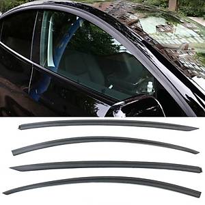 Tesla Model Y Cam R�zgarl��� - Karbon Kaplama - 4 Adet Set - Mat Siyah