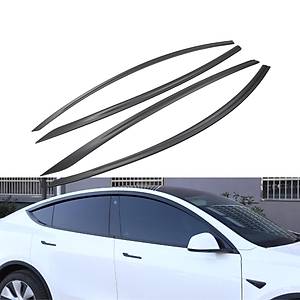 Tesla Model Y Cam R�zgarl��� - Mat Siyah - 4 Adet Set