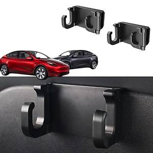 Tesla Model Y - Model 3 Koltuk Kancas� - 2 Tutuculu - 2 Adet Set - Siyah