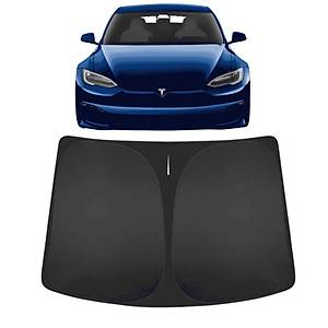 Tesla Model Y �n Cam G�ne�lik Perdesi - UV Korumal� - Siyah