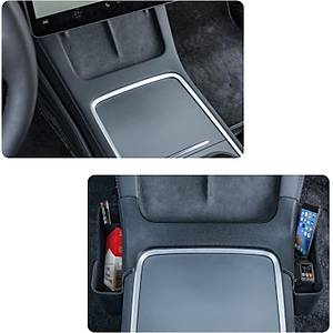 Tesla Model Y - Model 3 Orta Konsol Entegre �ift Tarafl� D�zenleyici - Siyah + Gri + Beyaz