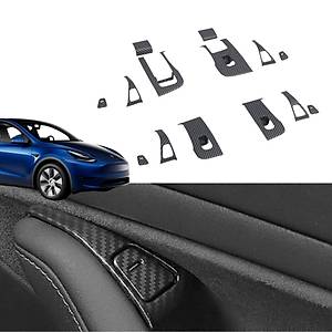 Tesla Model Y / Model 3 �n ve Arka Kap�lar Dekoratif Kaplama Seti � 14�l� Set � Karbon G�r�n�ml� � Mat Siyah
