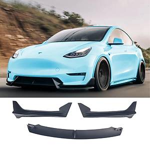Tesla Model Y �n Tampon Alt Spoyler - Mat Siyah - 3 Par�a Set