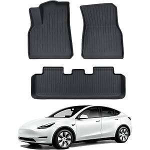 Tesla Model Y Paspas Tak�m� - �n + Arka - �izgili Desenli - Siyah