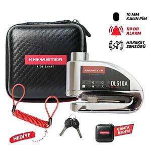 KNMASTER DL510A 10 mm Alarml� Disk Kilidi | Hat�rlatma Kablosu ve Ta��ma �antas� Hediye | Silver