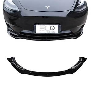 Tesla Model Y �n Tampon Alt Spoyler � (3 Par�a) � Parlak Siyah