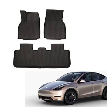 Tesla Juniper Paspas Takm n ve Arka Set Olarak izgili Desenli, Siyah Renk