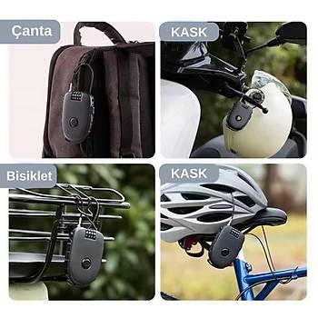 HL-300 Motosiklet Kask� Kilidi Esnek Kablolu