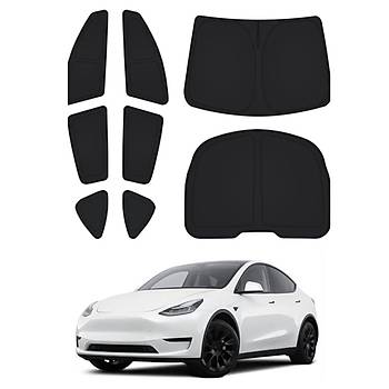 Tesla Model Y UV Korumal Gnelik Seti, 8 Adet Set Olarak, Siyah Renk
