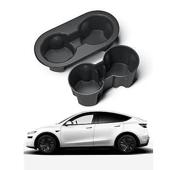 Tesla Juniper n ve Arka Orta Konsol Silikon Bardak Tutucu, 2 Adet Set, Siyah Renk