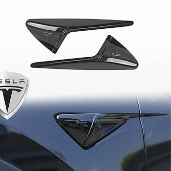 Tesla Model Y / Model 3 Yan Kamera ereve Kapa, HW4.0, 2 Adet Set Olarak, Parlak Siyah Renk