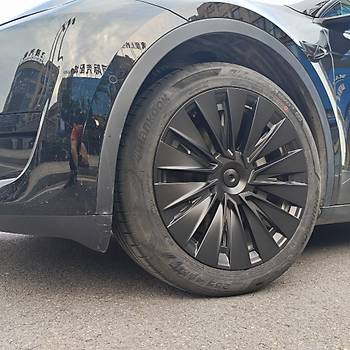 Tesla Model Y CHIC Simetri Jant Kapa Seti 19 n, Mat Siyah Renk (4 Adet Set Olarak Satlmaktadr.)