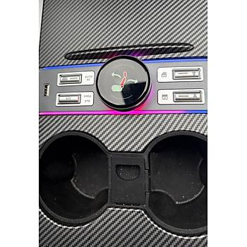 Tesla Model Y / Model 3 Fiziksel Dmeli Orta Konsol LCD USB Hub, Siyah Renk