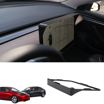 Tesla Model Y / Model 3 n Ekran Gne Koruyucu erevesi, Siyah ve Mat Karbon Renk Seenei le