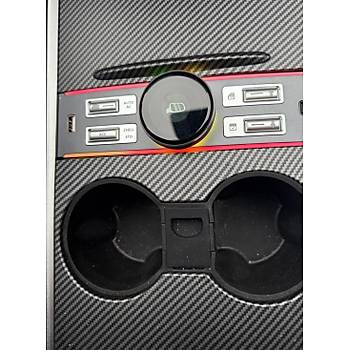 Tesla Model Y / Model 3 Fiziksel Dmeli Orta Konsol LCD USB Hub, Siyah Renk