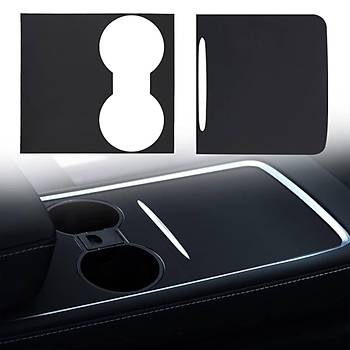 Tesla Model Y / Model 3 Orta Konsol Mat Siyah Kaplama, 2 Adet Set Olarak