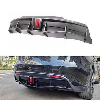 Tesla Model Y Arka Tampon Spoyleri, Yapkanl ve Ikl Arka Difzr, Mat Siyah Renk