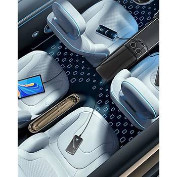 Tesla Model Y/Model 3 Orta Konsol Katlan�r USB Giri�i Teleskopik H�zl� �arj Type C ve iPhone PD Uyumlu 4'l� Kablo Merkezi - Siyah